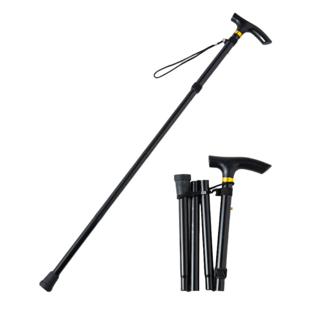 Lightweight Telescopic Trekking Stick Strengthen 5-Section Crutches Adjustable Portable Folding Canes for Adults Elderly People