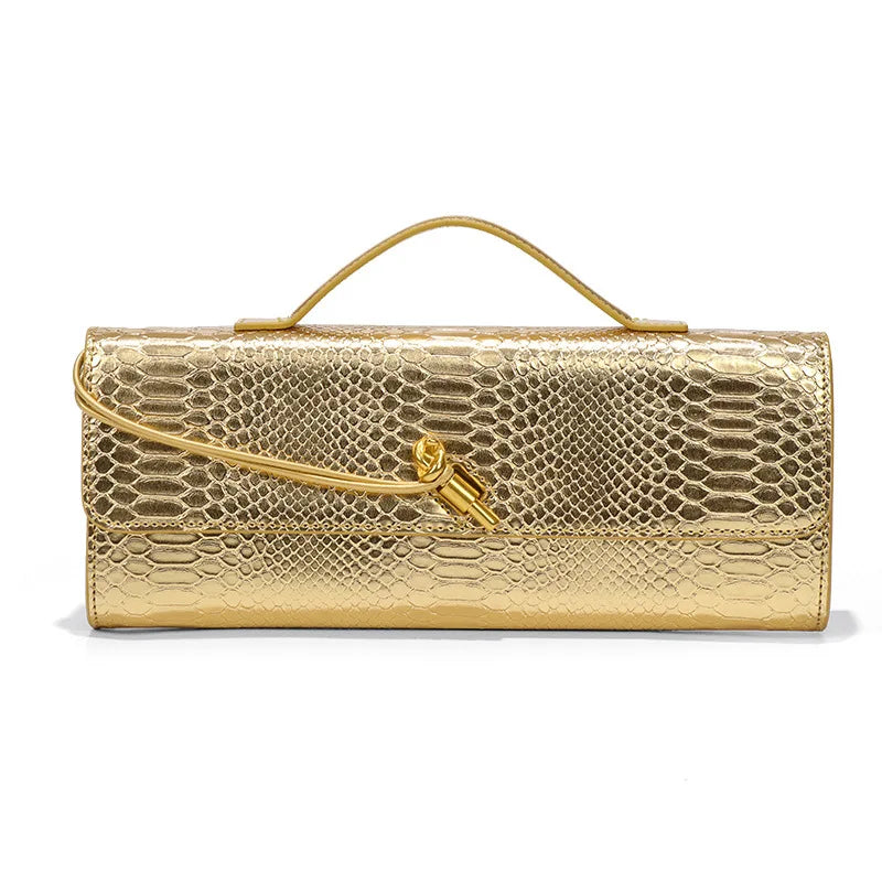 Women Luxury Design Top Handle Bag Evening Clutch Handbag Vintage Texture Crossbody Shoulder Long Purse For Lady Dinner Party