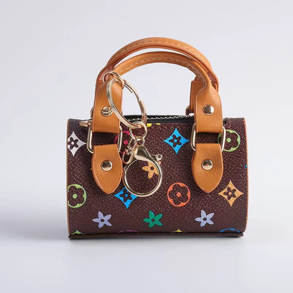 European Cute Mini Personalized Earphone Bag Old Flower Mini Bag French Stick Bag Keychain Pendant Bag Accessories