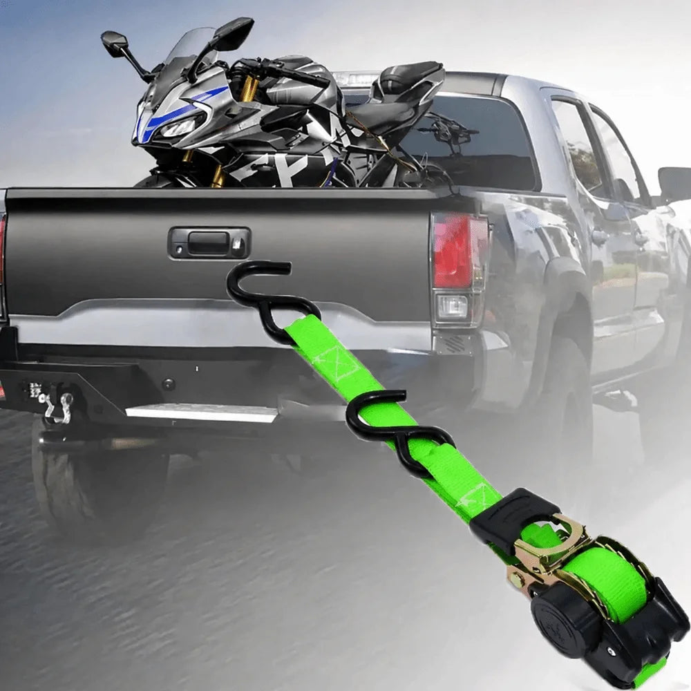 Sturdy Webbing Retractable Ratchet Tie Down Straps Solid Ratchet Structure Automatic Retraction Design Heavy Duty Cargo Straps
