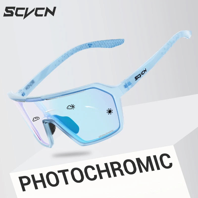 SCVCN Photochromic Hiking Cycling Glasses Outdoor Running Sunglasses Stylish Hiking Driving Glasses Casual Sports Sunglasses