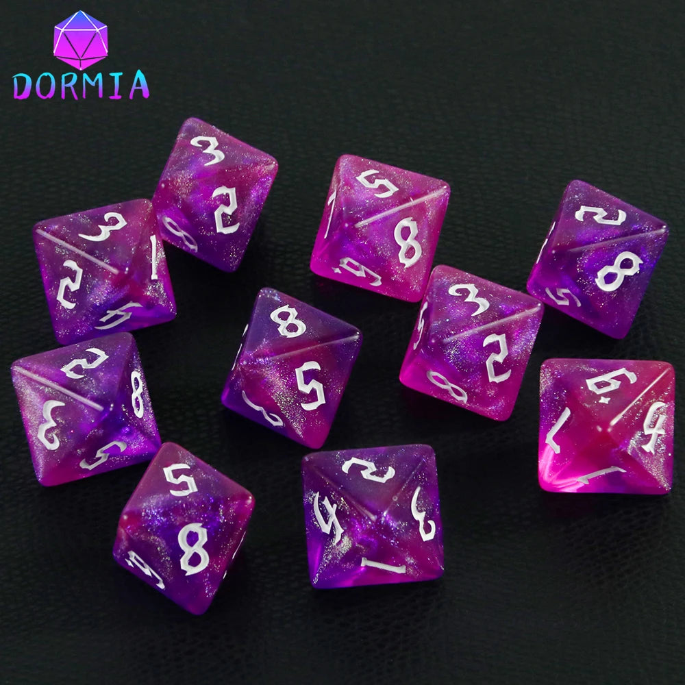 D8 Mixed Colours Polyhedral Dice 8 Sided Amazing Glitter Dice for DND Roleplay Game Math Teaching Playing Tabletop Games