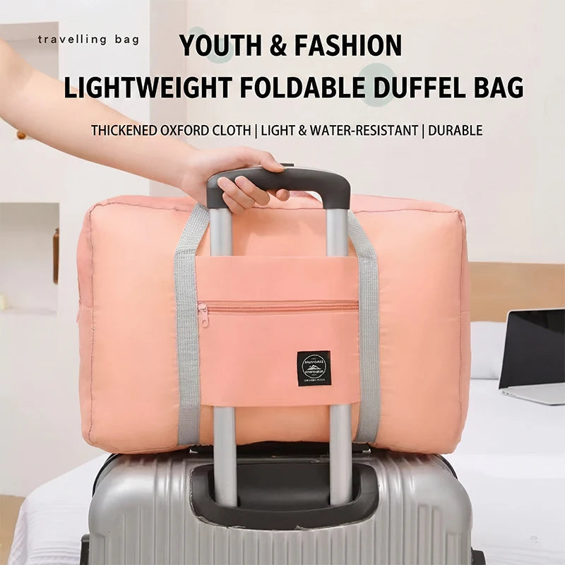 Foldable Travel Duffle Bag Large Capacity Nylon Carry On Handbag Lightweight Multifunctional Storage Tote for Airplane Weekend