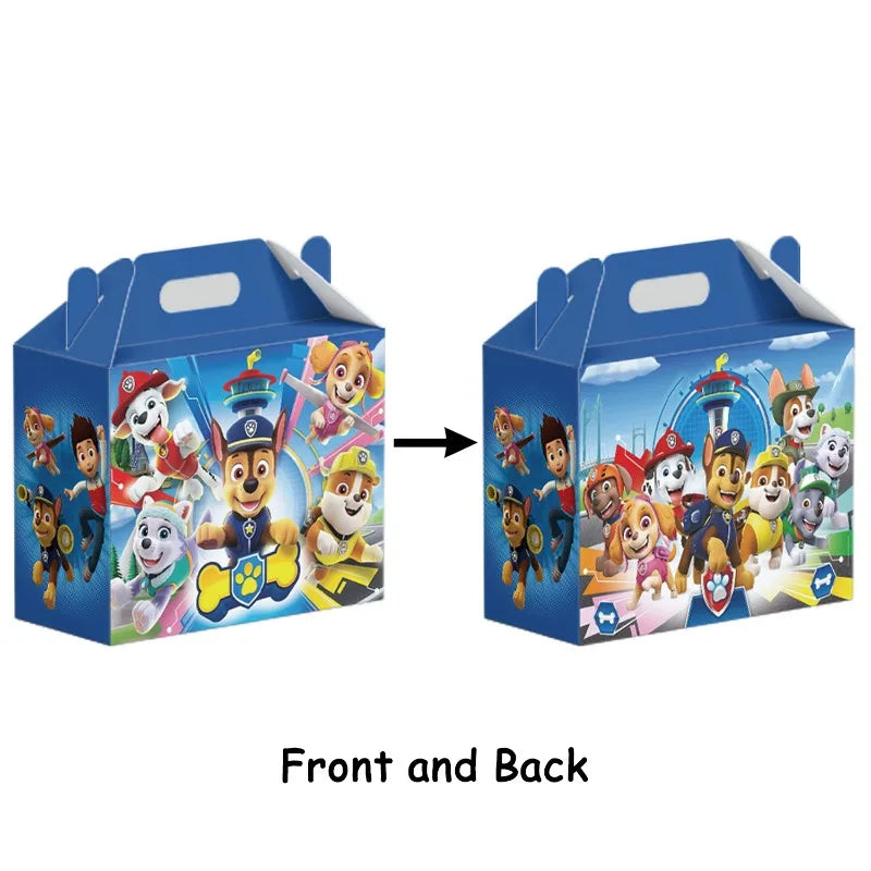 12PCS Paw Patrol Birthday Party Supplies Baby Shower Bag Cute Anime Kids Gifts Candy Decoration Creative Packaging Box