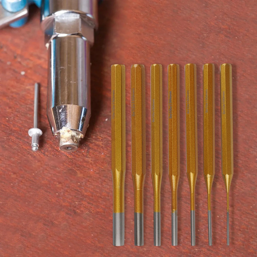 7pcs/set 2/3/4/5/6/8/10mm Cylindrical Punch Chisel Roll Pin Punch Tool Remover Heavy Duty Chisel Cone Punch Watch Repair