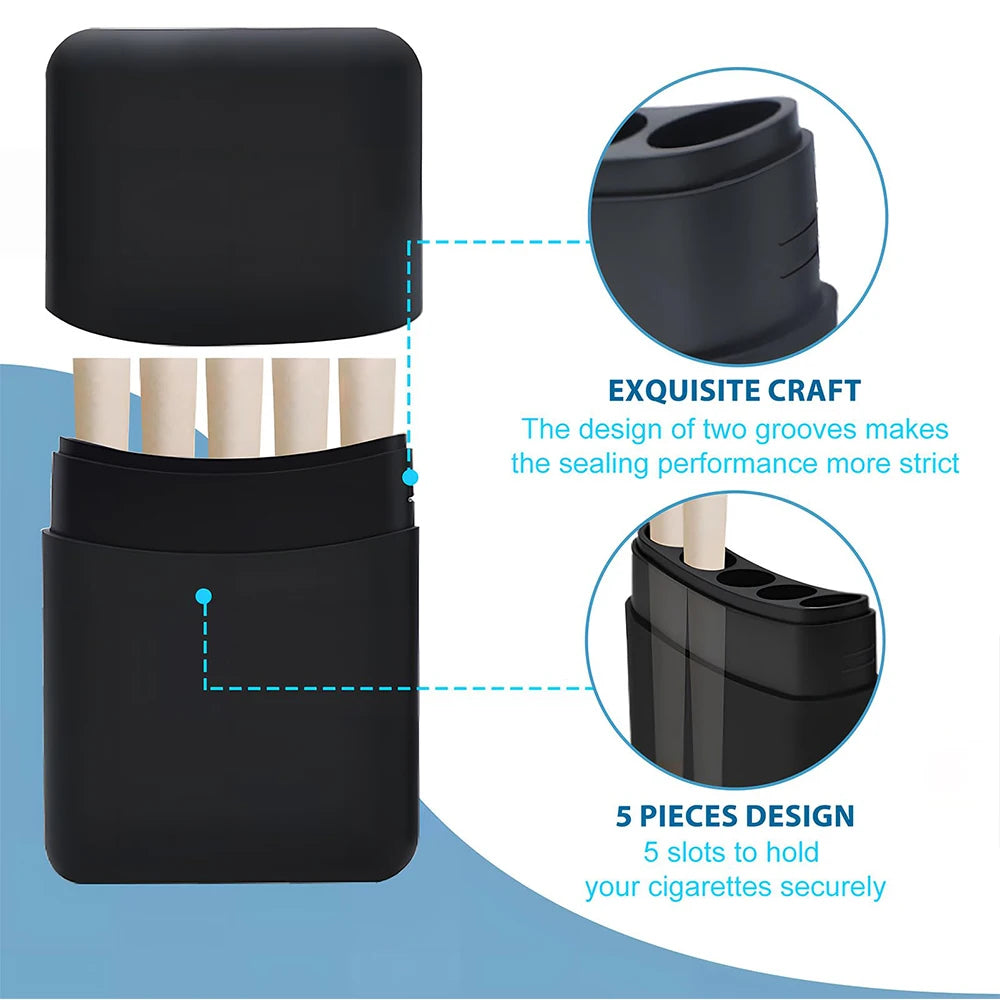 1pcs Solid Color Design 5-Hole Plastic Stash Box Pre-Roll Cone Holder, Odor-Proof & Waterproof Smoking Accessories Organizer