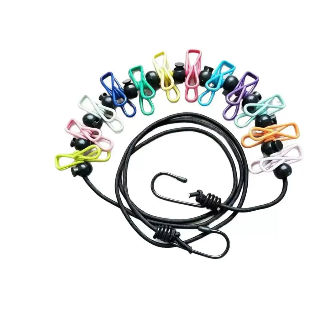 1.8M Portable Elastic Clothesline With Clips,Windproof Travel Laundry Drying Rope For Camping Business Trip Hotel Clothes