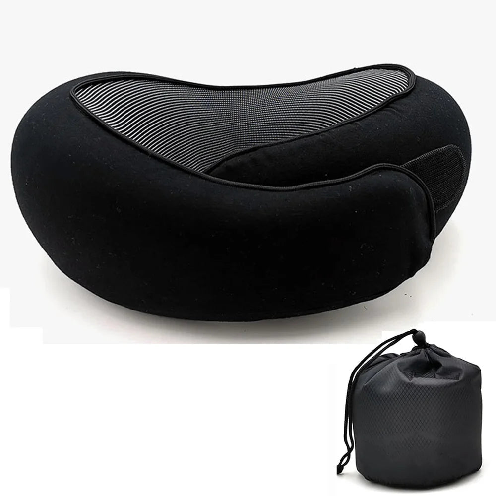 Travel Neck Pillow Memory Foam U Shaped Snail Style Portable Adjustable Soft Noon Break Sleep