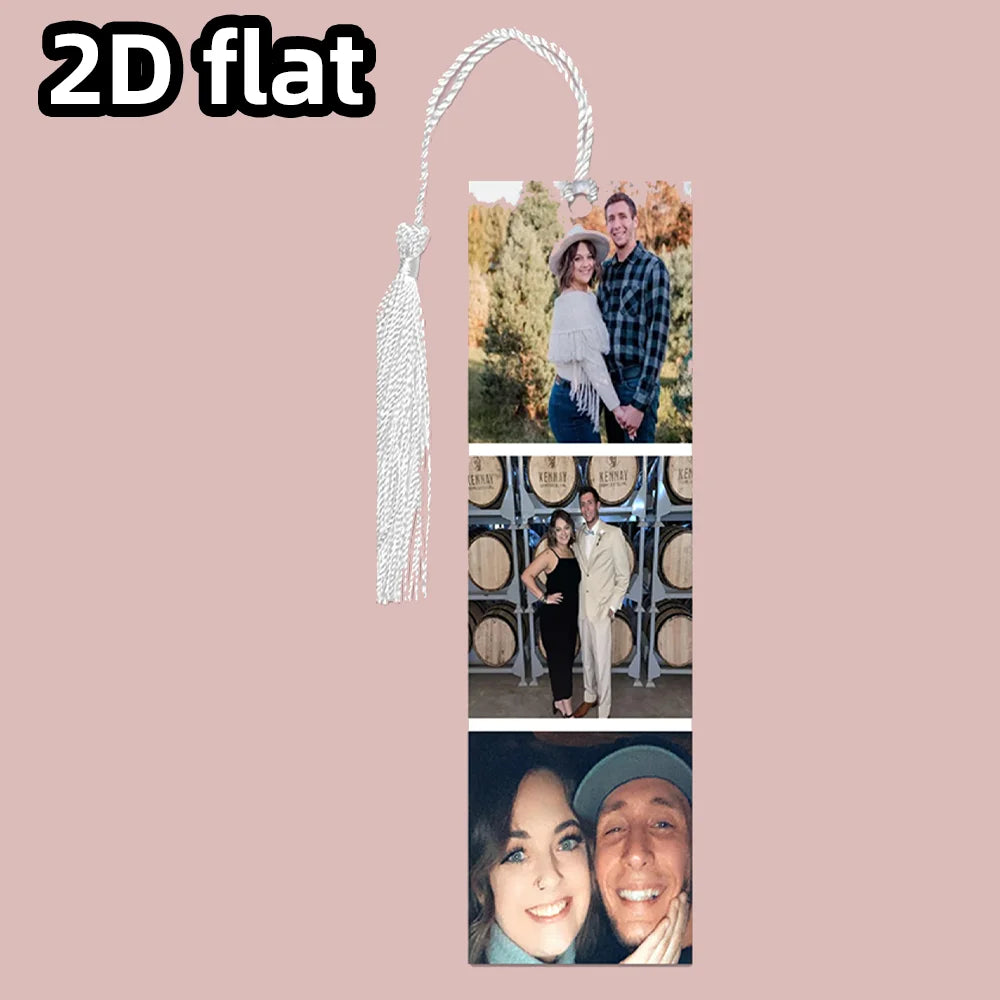 1PC Custom Photo Metal Bookmark, Add 1–4 Personal Images & Tassel, Unique Wedding or Anniversary Gift Idea for Loved Ones