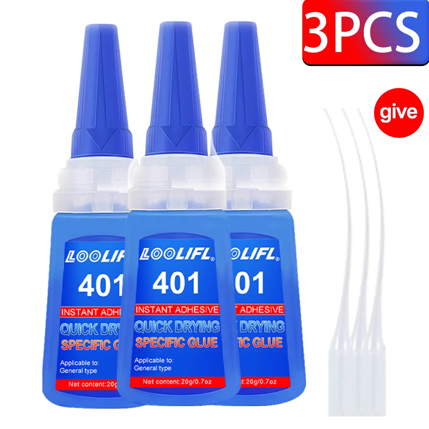 LOOLIFL401 Multi-Purpose Super Glue Cyanoacrylate Adhesive 20g Instant Fast Adhesive Rubber Wood Glass Stronger All Bonding Glue