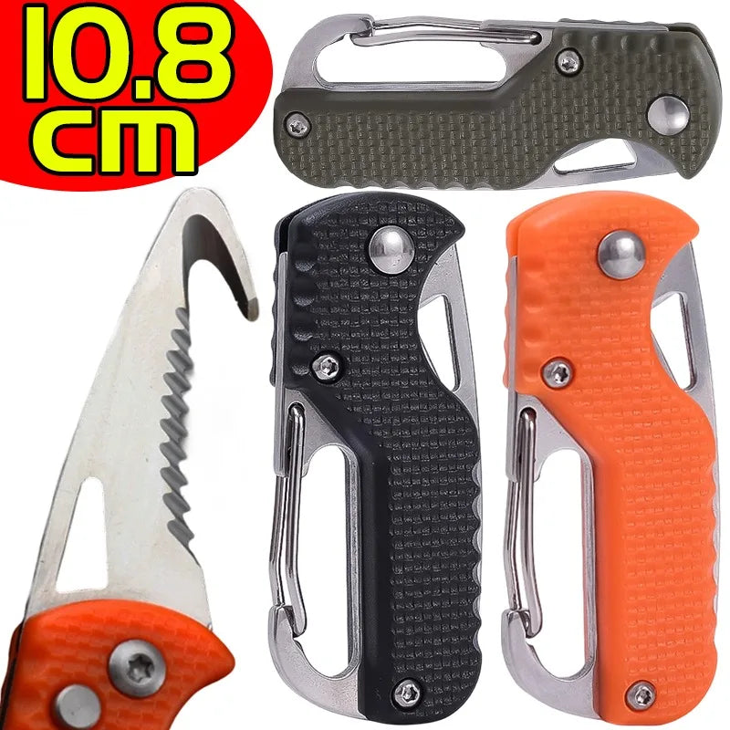 Multifunctional Keychain Knife Pocket Folding Knife Stainless Steel Blade Rustproof Wear Resistant for Outdoor Hiking Survival