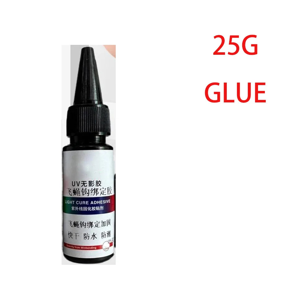 Fly hook glue uv glue uv curing water resistant strong adhesion fast drying strong fly hook UV glue DIY fishing bait production