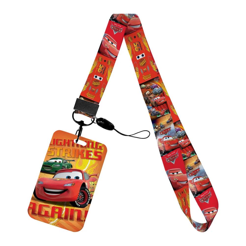 Cars Disney Movie Lightning McQueen New Arrvial Cute Cartoon Badge Holder ID Card Bus Card Holder Lanyard for Accessories Gifts