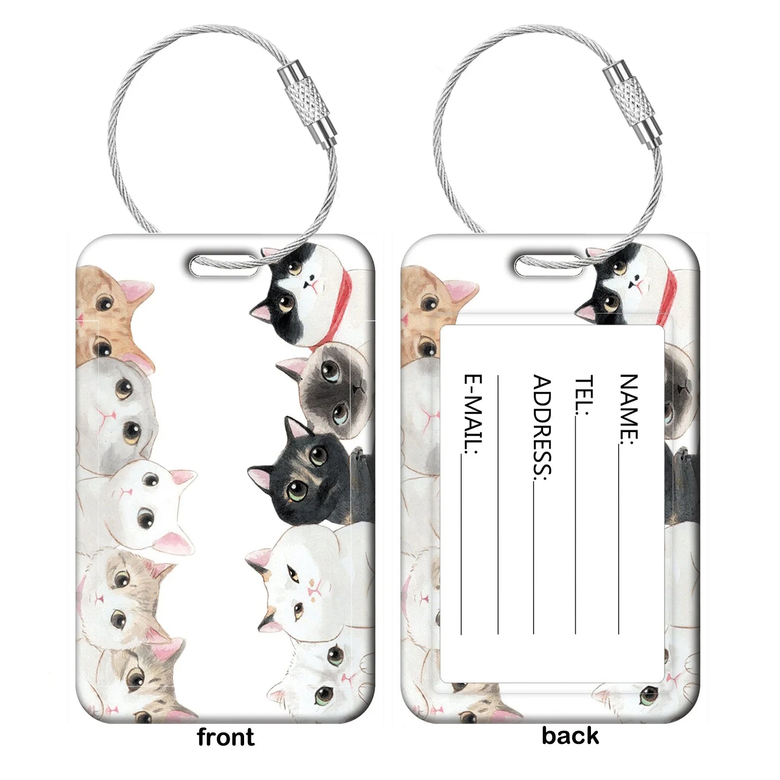 Cute Animal Cat Luggage Tags Suitcase ID Address Name Holder Kitten Baggage Tag Label Travel Suitcase cccessories