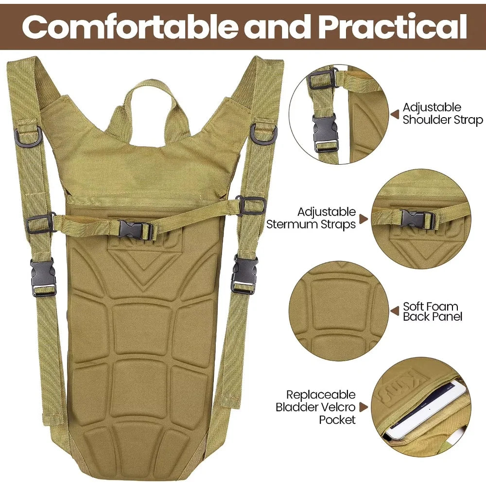Sport Hydration Pack Backpack Water-proof Nylon Water Bag with 3 Liter Bladder for Hiking Cycling Climbing