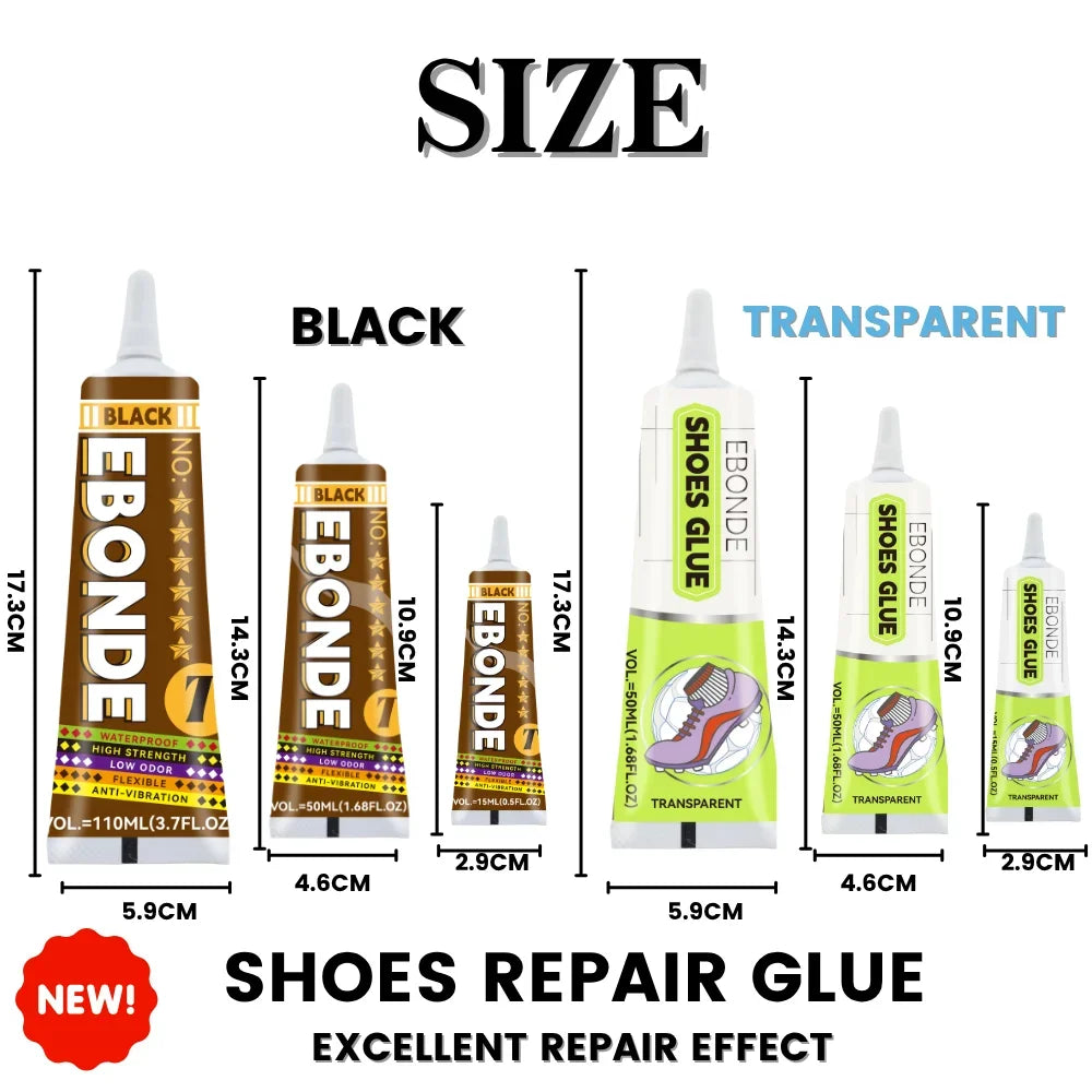 Professional Strength Shoe Glue Waterproof Quick Dry Adhesive for Leather Boots Sneakers Repair DIY Home Fix Kit (15ml or 50ml)