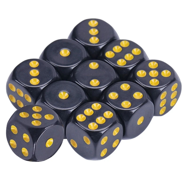 10Pcs 15mm Multicolor Acrylic Cube Dice Set Six Sides Portable Table Games Toy