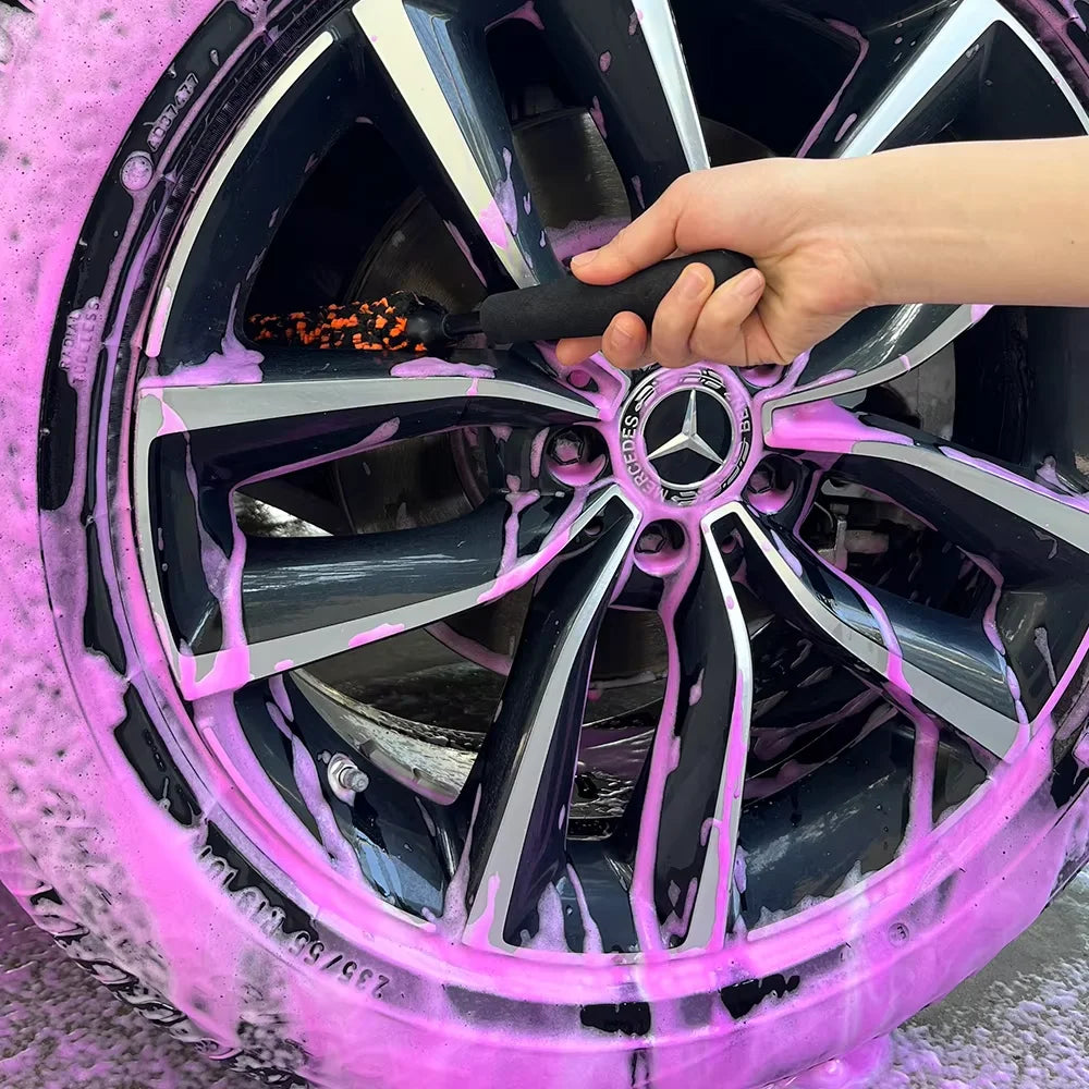 Car Wheel Cleaning Brush, Microfiber Bendable Wheel Detailing Brush,Soft No-Scratch Car Wheel Rim Cleaner Brush for All Wheel