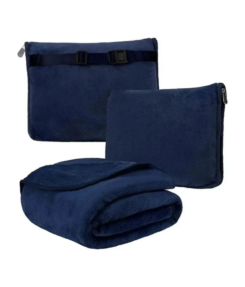 Coral Fleece Airplane Blankets Soft Warm Fluffy Multi Functional Portable Cuddle Cution Pillow 2 in 1 Travel Blankets