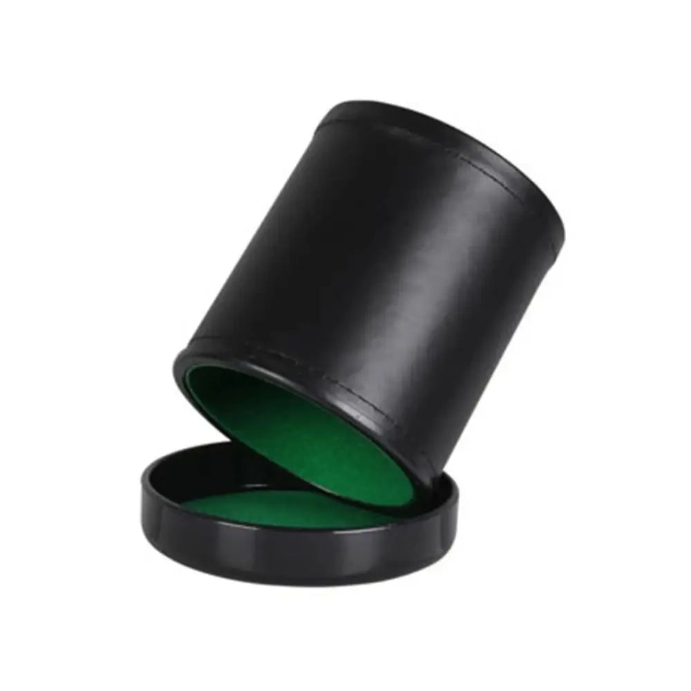 Green Red Leather Dice Cup with Lid Lining Interior Quiet in Shaking for Liars Dice Farkle Yahtzee Board Games with 5 pcs Dice