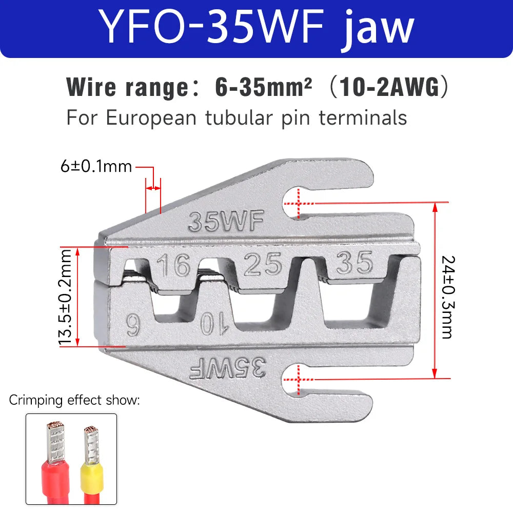 1 Pcs Crimping Jaws YFO 9 Inch Crimping Pliers Interchangeable Crimping Die For Tube/Insulated/Bare Terminals Replacement Die