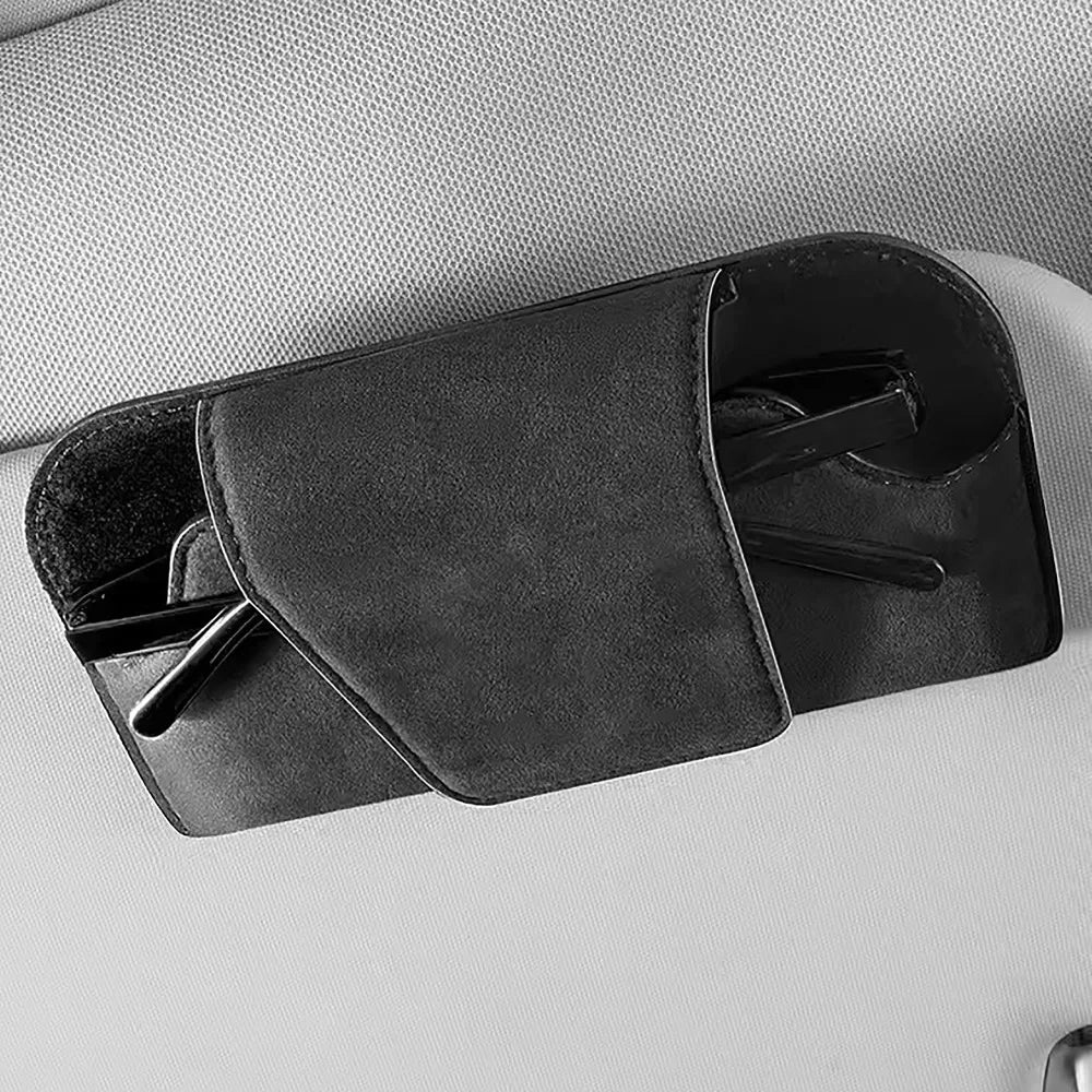 Luxury Cowhide Sun Visor Glasses Holder Car Storage Box For Car Sunglasses Holder Sunglasses Protective Box Car Storage Tool