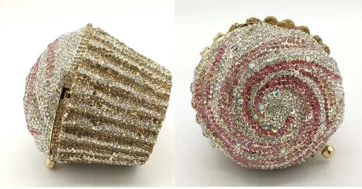 Boutique De FGG (in stock) Women Cupcake Clutch Evening Bag Crystal Wedding Purse and Handbag Bridal Party Minaudiere Bag