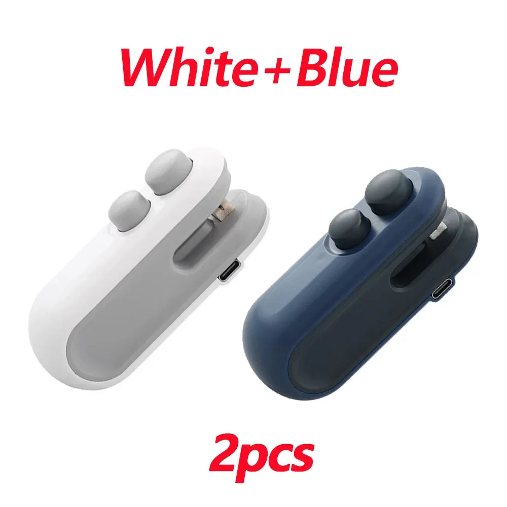 Portable Mini Sealer 2 in 1 Heat Sealer for Snacks Home Use Rechargeable Sealer Vacuum Sealer Snacks Plastic Bag Heat Sealer