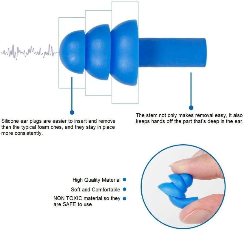 2-50Pcs Ear Plugs Sleeping Noise Cancelling Reusable Silicone Sound Block Earplugs Summer Waterproof Swimming Ear Plug with Box