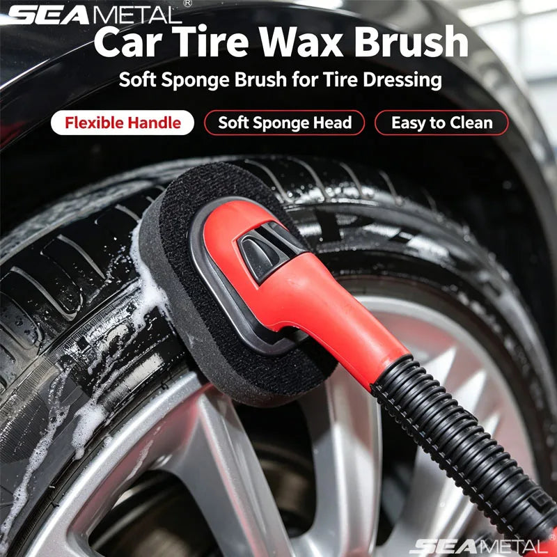SEAMETAL Car Tire Shine Applicator Brush Sponge Pad Tire Wax Polishing Tool Auto Detailing Cleaning Brush for Vehicle Wheel Care
