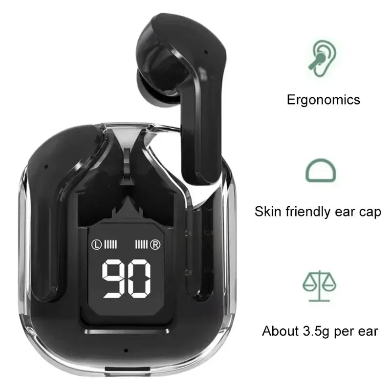 Original T2 TWS Wireless BT Headphones Earphones Transparent Mini Headset HIFI LED Power Digital Display Stereo Sound Earbuds
