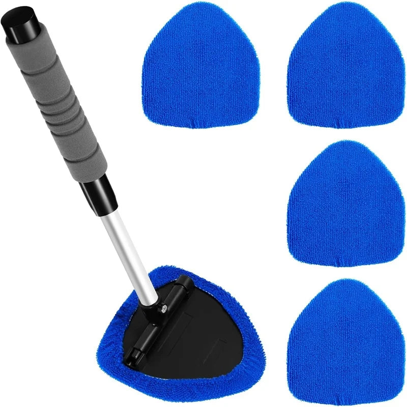 Car Window Cleaner Brush Kit Microfiber Windshield Cleaning Tool Auto Interior Glass Wash Wiper Long Handle Cleaning Brush