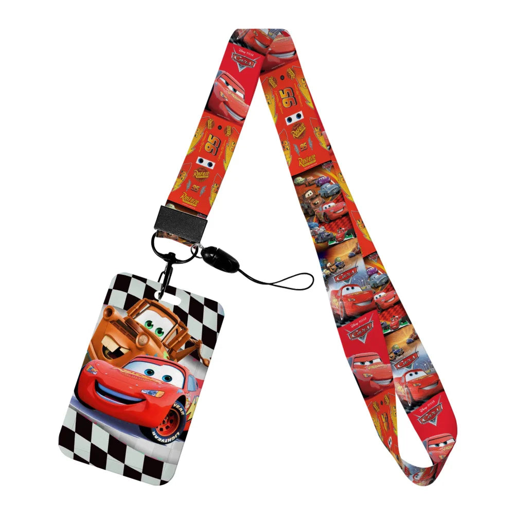 Cars Disney Movie Lightning McQueen New Arrvial Cute Cartoon Badge Holder ID Card Bus Card Holder Lanyard for Accessories Gifts