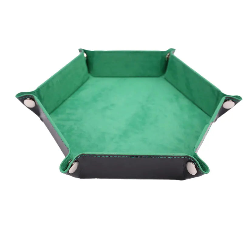 Foldable Dice Tray Box PU Leather Folding Hexagon Coin Square Game 12 Colors For RPG DnD Table Board Games