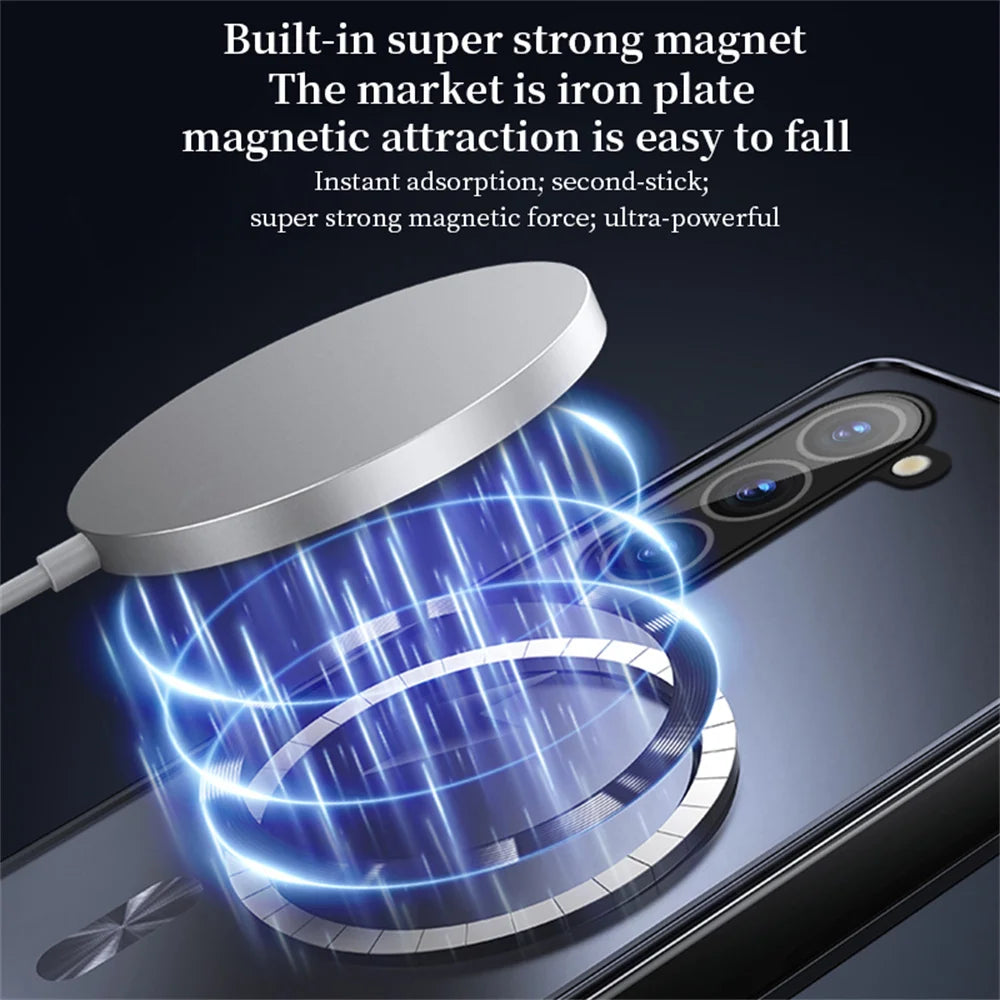 Luxury For Magsafe Wireless Charging Matte Frosted AG Case For Samsung Z Fold 8 7 6 zfold 5 4 3 Full Lens Protection Back Cover