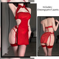 New Hot Flirtatious Bare Midriff Sleeveless Backless Sexy Lingerie Hot Passionate Suit Sexy Pajamas Cheongsam Uniform Temptation