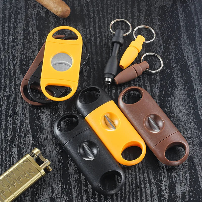 Cigar Cutter Cigar Set Pocket V-Cut Sharp Cigar Scissors Guillotine Portable Travel Cigar Cutting Round Punch Accessories