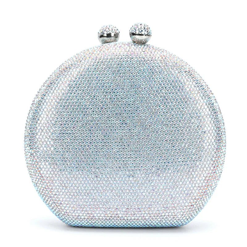Women White Crystal Evening Clutches Bag Black/Silver Diamond Female Clutch Purse Lady Crossbody Small Party Phone Minaudiere
