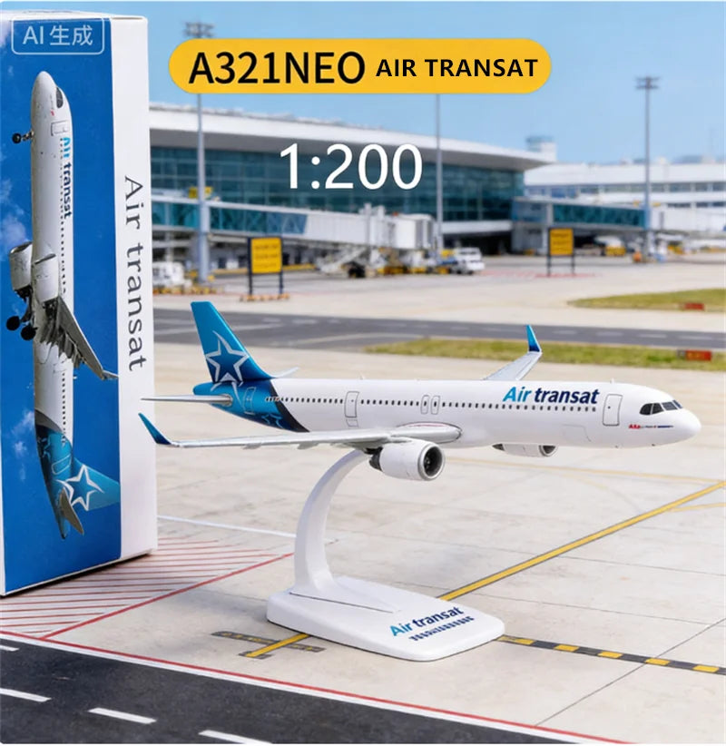 1:200 Scale AIR Transat A321 NEO Airways Airlines ABS Plastic Airplane Model Aircraft Plane Assembly Collection Display Fans