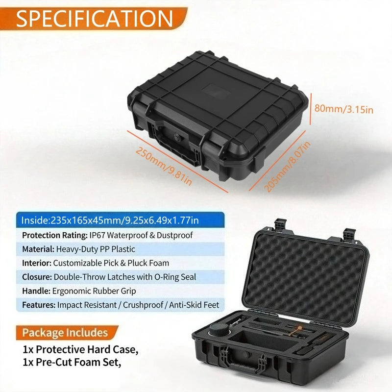 1PC Hard Carry Case Hardware Tool Box Waterproof Shockproof Pre-Cut Sponge Storage Case Camera Equipment Protective Box Organize