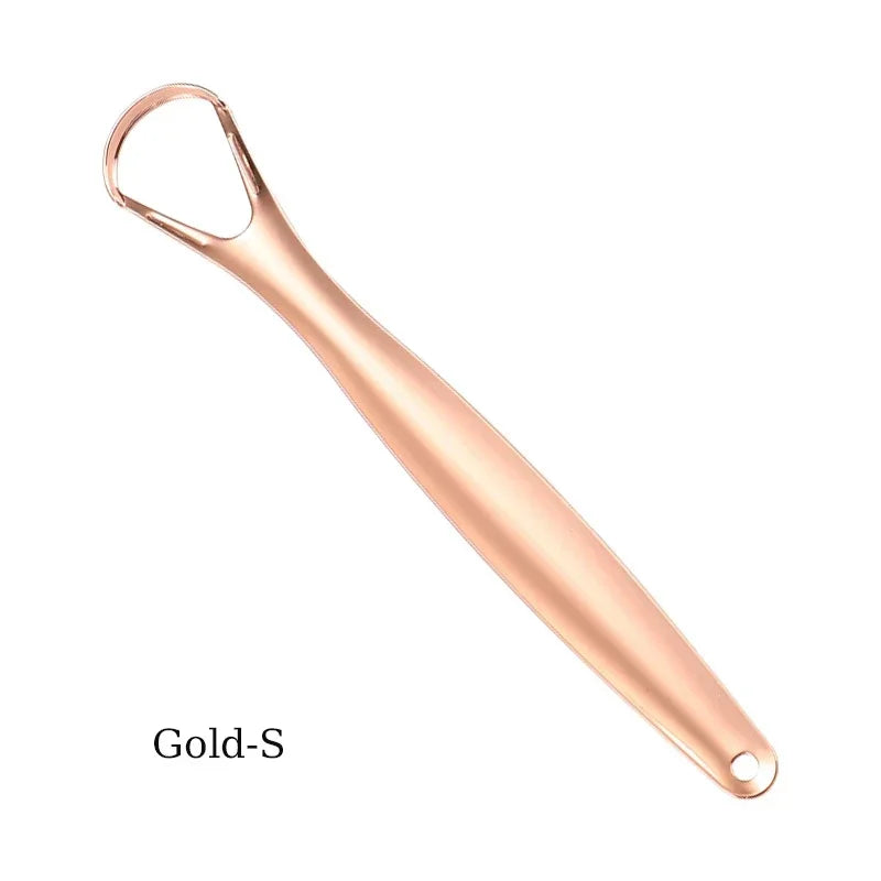 Stainless Steel Reusable Tongue Scraper with Coated Handle for Fresh Breath Oral Hygiene Durable Mouth Cleaner Tool