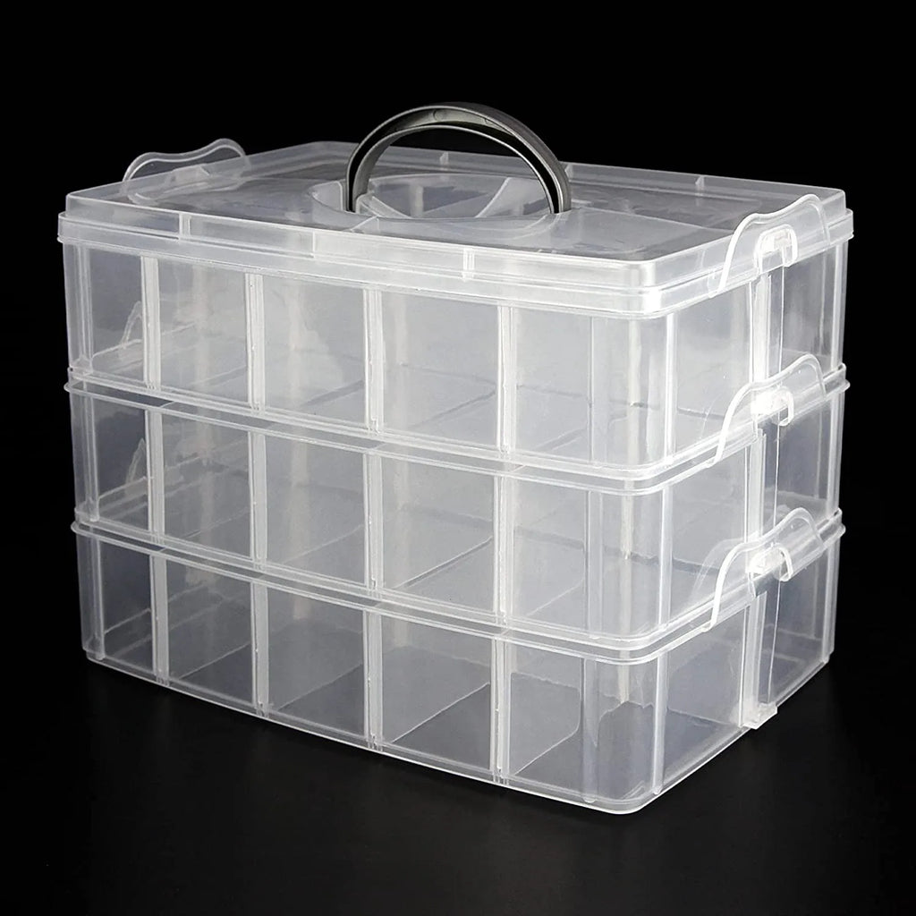 30 Grid Car Model Storage Containers 3 Layer Stackable Craft Storage Box With Handle Bead Organizer For Art,Toy,Washi Tape,Nail