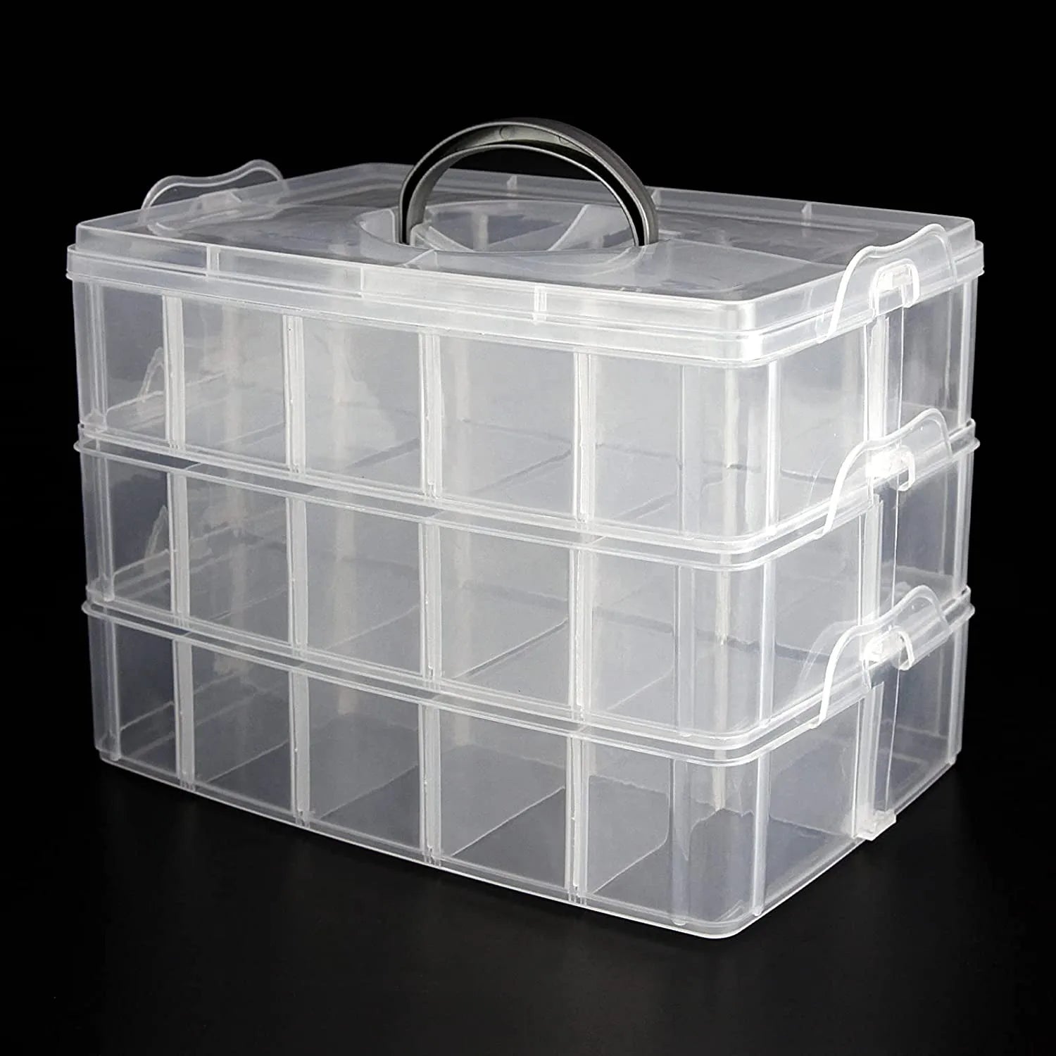 30 Grid Car Model Storage Containers 3 Layer Stackable Craft Storage Box With Handle Bead Organizer For Art,Toy,Washi Tape,Nail