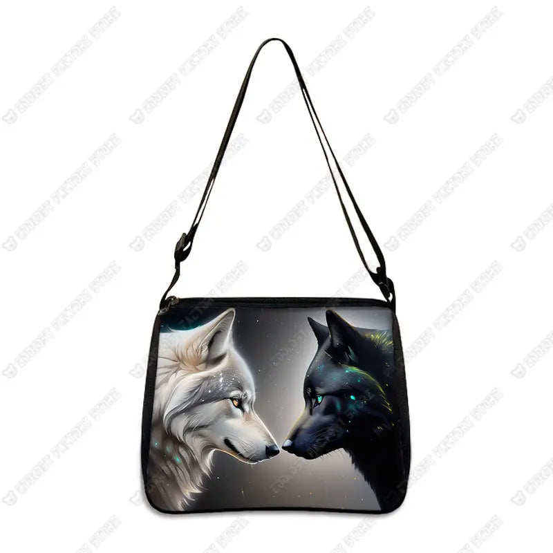 Howling Wolf Under The Moonlight Handbags Baby Wolf Messenger Bag Cool Howling Wolf Shoulder Bag Crossbody Bag Phone Holder