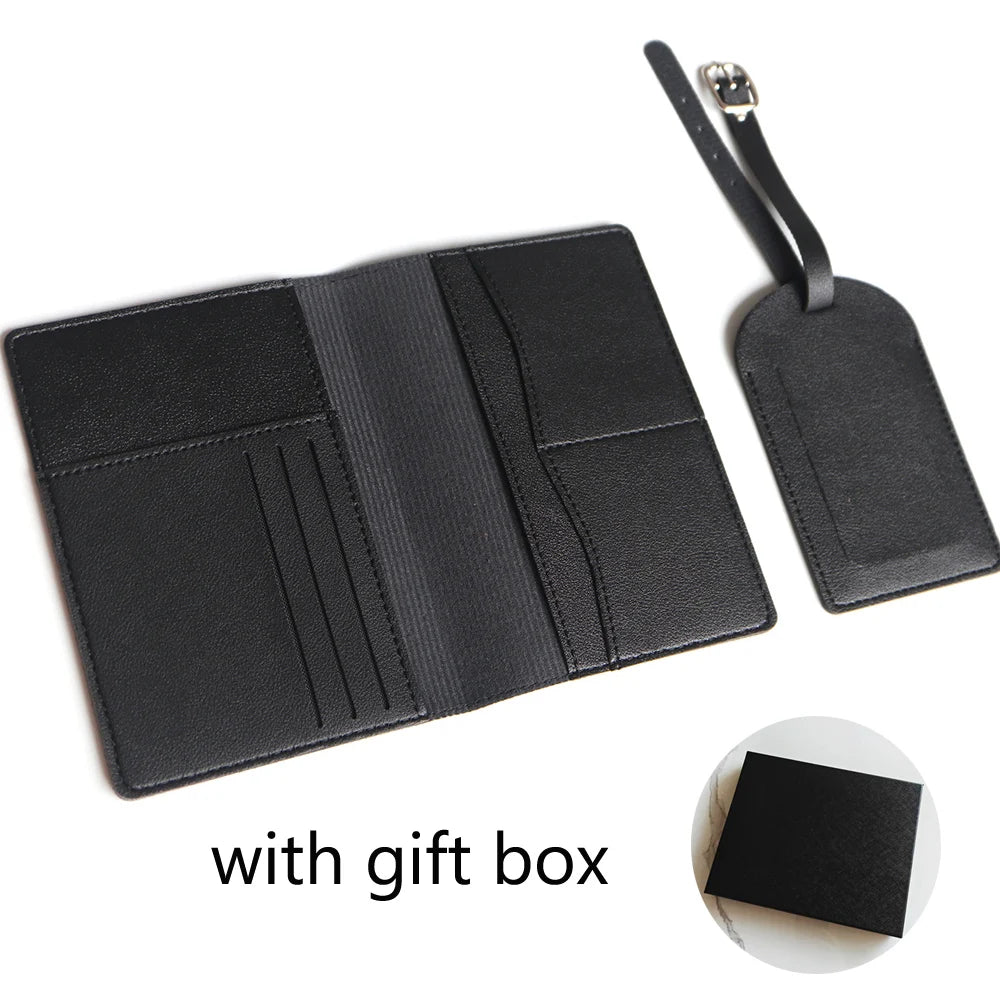 Custom Initials Passport Holder Suitcase Tag Set Luxury  Personalize Name logo Gift Lightweight Travel Accessories Set With Box