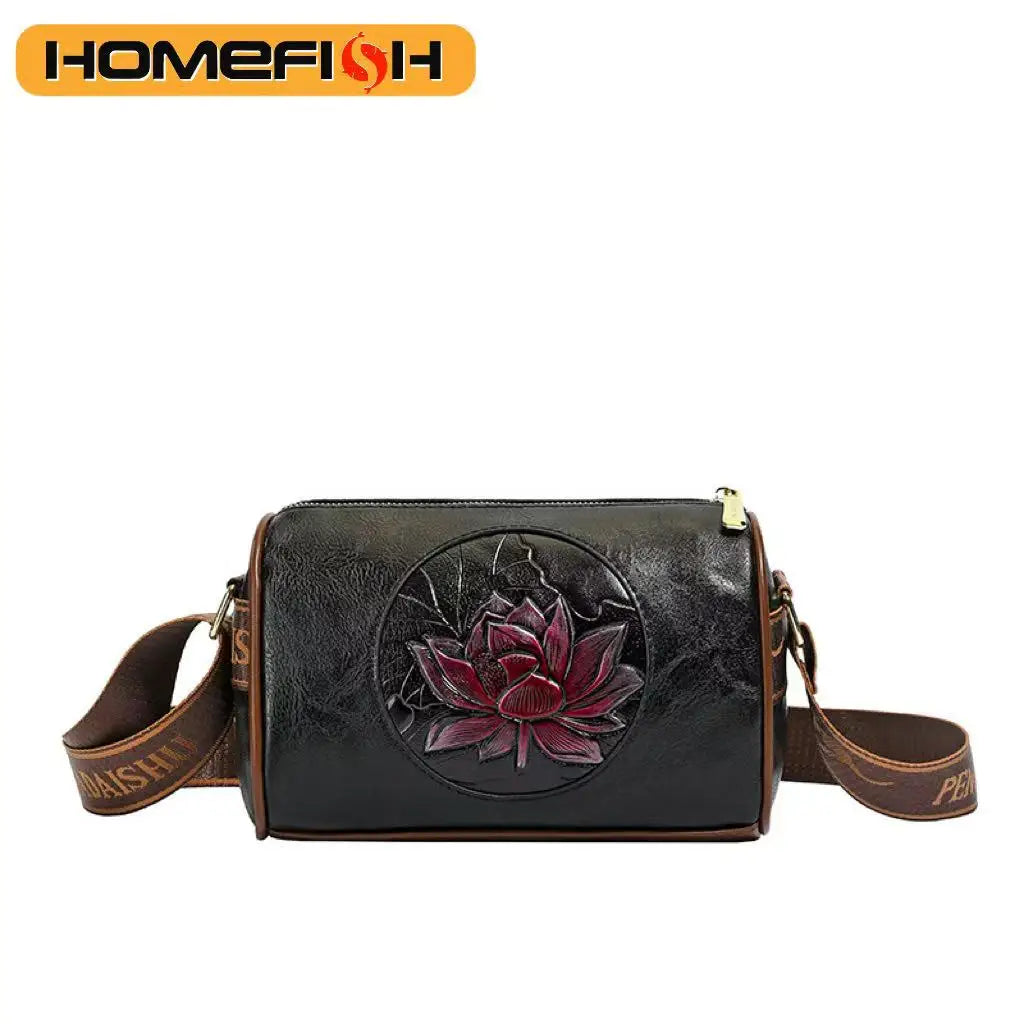 HOMEFISH Women Soft Leather Crossbody Handbag, Fashion Printed Casual Shoulder Bag Multi-purpose Ladies Messenger Tote Purse
