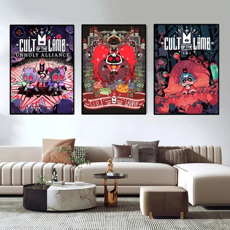 Classic Video Game Cult of The Lamb Anime Adventure Posters Print Canvas Painting Modern Wall Art Kids Bedroom Home Decor Gift