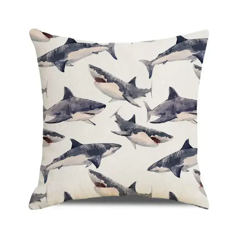 Ocean breeze and small fish pattern Double-sided Printed pillow cover Short plush Suitable living room sofas throw cushion cover