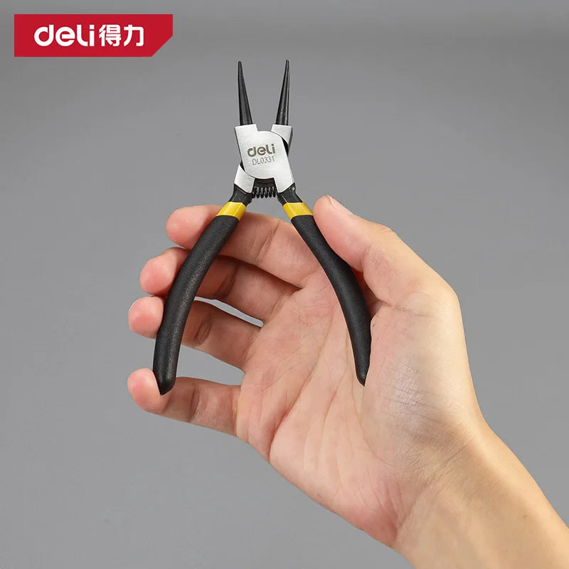 Deli 5inch Circlip Pliers, Needle Nose Pliers, Retaining Ring Pliers, for Removing Installing Puller Locking Rings Shafts