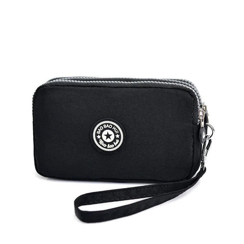 Stylish Jellyfish Print Triple Zipper Phone Bags, Compact Canvas Clutch Purse for Women’s Daily Essentials Casual Wallets Use